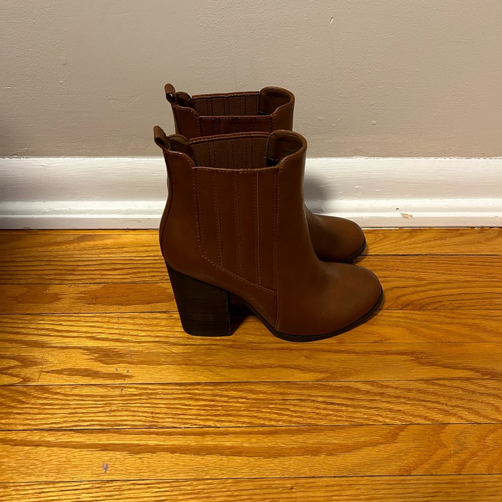 Call It Spring Tan Heeled Ankle Boots